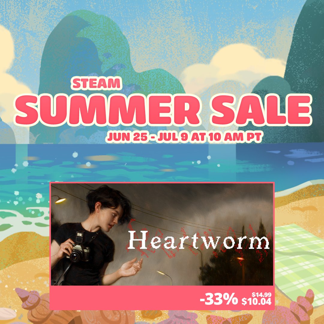 adinolfi's tweet photo. Heartworm is 33% off in the summer sale btw - if you haven't picked it up yet, now's a great time. 
Also we're close to 500 reviews, if you've played and haven't left one it would be a huge favor to me if you did! https://t.co/GqS1hn2bOi