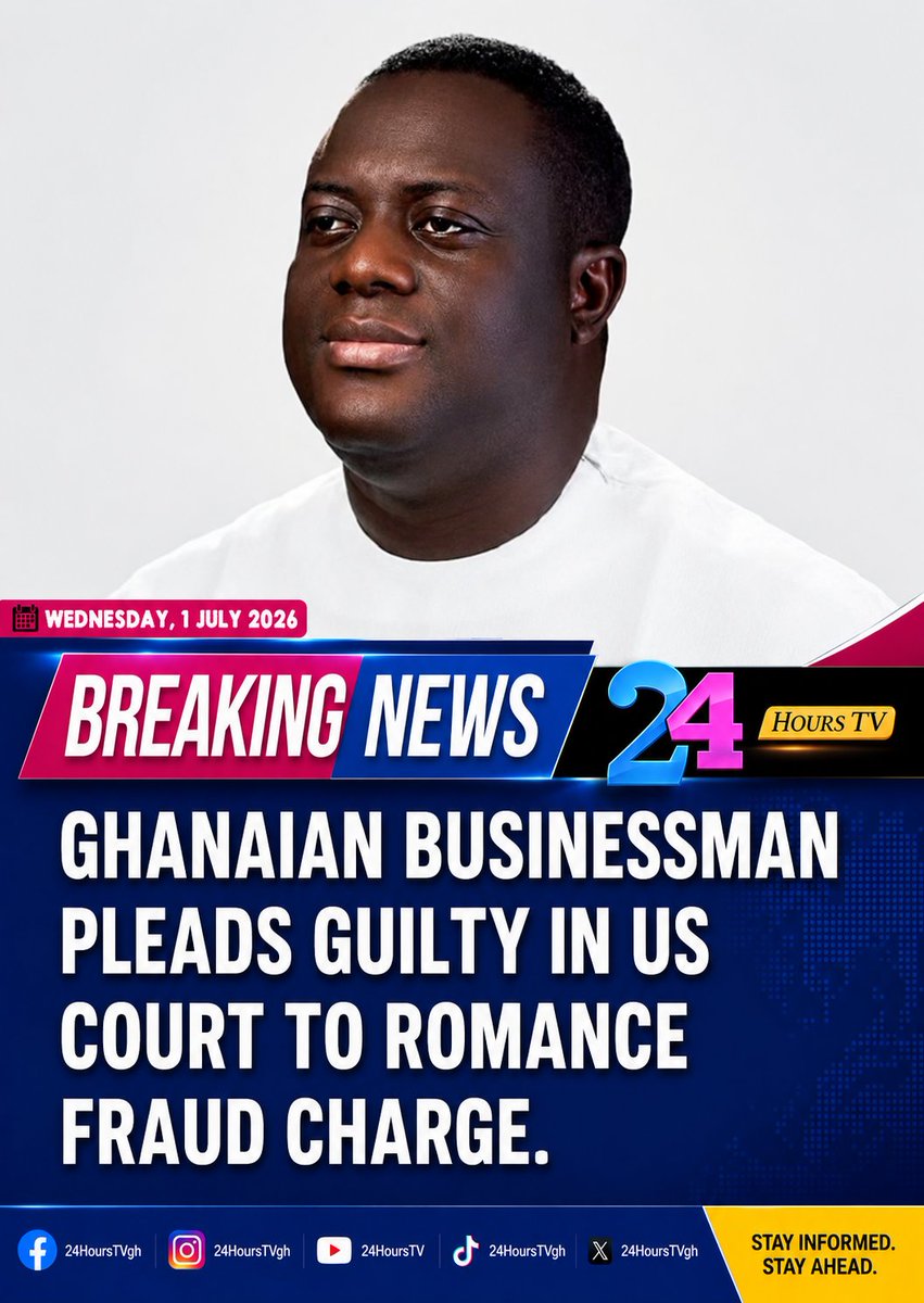 24HoursTVgh's tweet photo. Ghanaian businessman pleads guilty in US court to romance fraud charge. https://t.co/fTvuaQaCIu