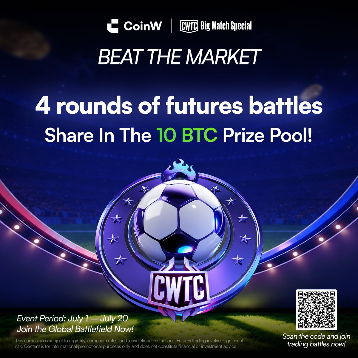 CoinWOfficial's tweet photo. 🔥 BATTLEFIELD IS LIVE!

Round 1 starts NOW.
50 teams. 10 BTC. 4 rounds.

🏆 Pro Teams vs Public Teams — who will dominate?

Join the fight: https://t.co/GM54Nhvat2

#CWTC #WorldCup2026 https://t.co/a9H0086HCl
