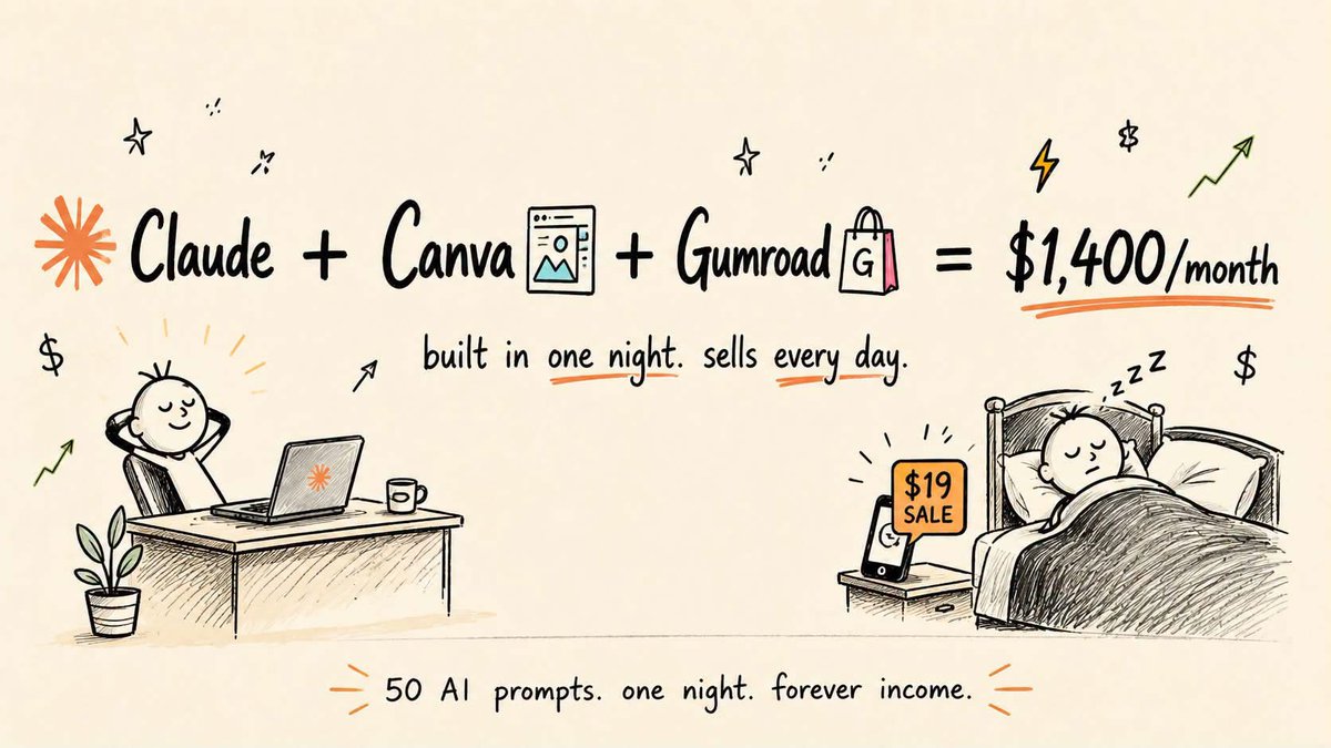 jackcoder0's tweet photo. THIS IS THE LAZIEST INCOME SYSTEM!!

A pack of 50 AI prompts sells on Gumroad every single day and you only build it once.

Just Claude writing the whole thing in one night.

Here is exactly how to set it up tonight 👇🏽👇🏽 https://t.co/WP2rwVhHfx