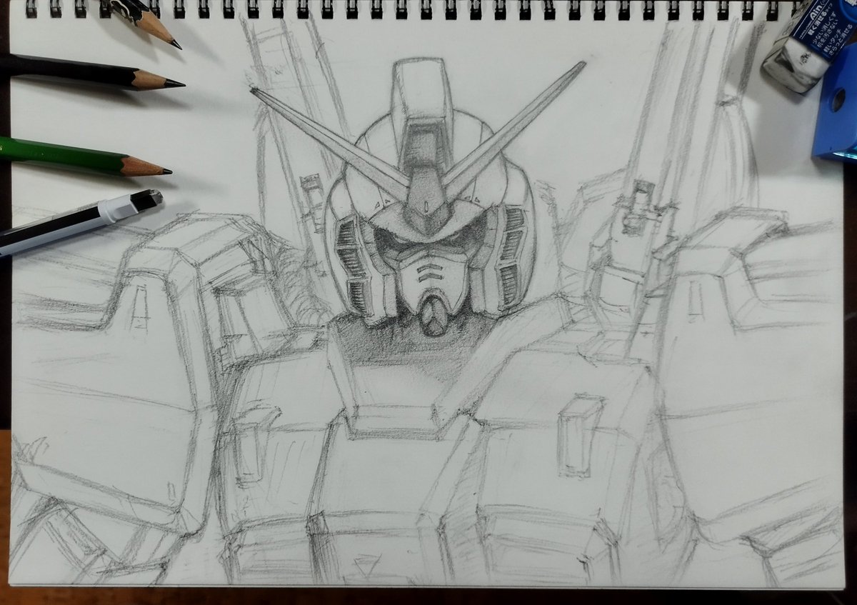 お絵描き #ファンアート #ガンダム コツコツ鉛筆楽描き✨ 自分で作った