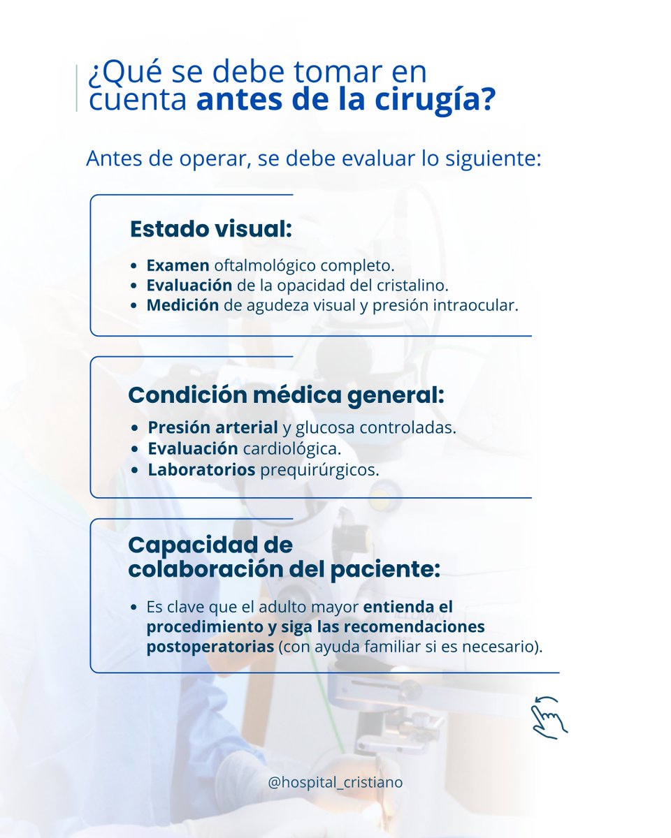FundamiscHce's tweet photo. 👁️ ¿Tu familiar tiene más de 85 años y cataratas?

La edad, por sí sola, no determina si una persona puede someterse a una cirugía. Una valoración oftalmológica es el primer paso.

📲 Agenda una consulta.
📞 096 359 2412 | 093 909 9878
#Catarata #SaludVisual #AdultosMayores https://t.co/cMW4X3j4RC
