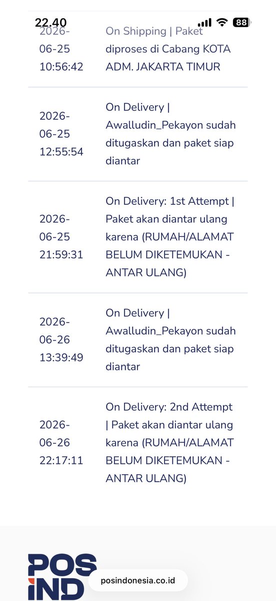 dailyudy's tweet photo. @PosIndonesia paket saya dari tanggal 25 Juni sampai 1 Juli sampai saat ini belum sampai. Tolong dibantu https://t.co/Rvu2YuGCK5