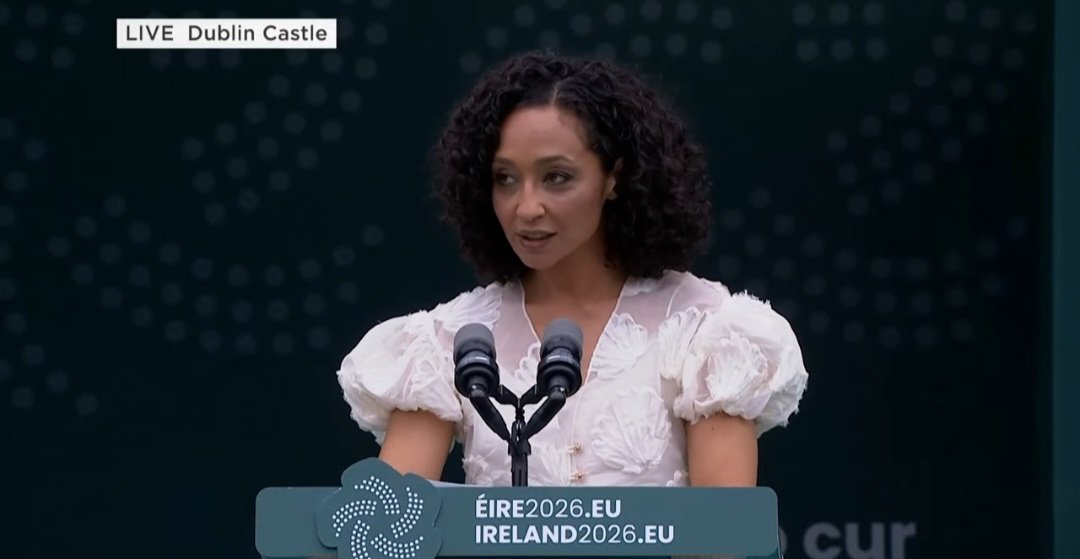 IrishmanIRL's tweet photo. The EU Presidency opening ceremony at Dublin Castle was exactly what you would expect from our cringe, woke government - the raising of the Ukrainian flag with Zelensky speaking, followed by Africans speaking and singing https://t.co/VO08gLC01O