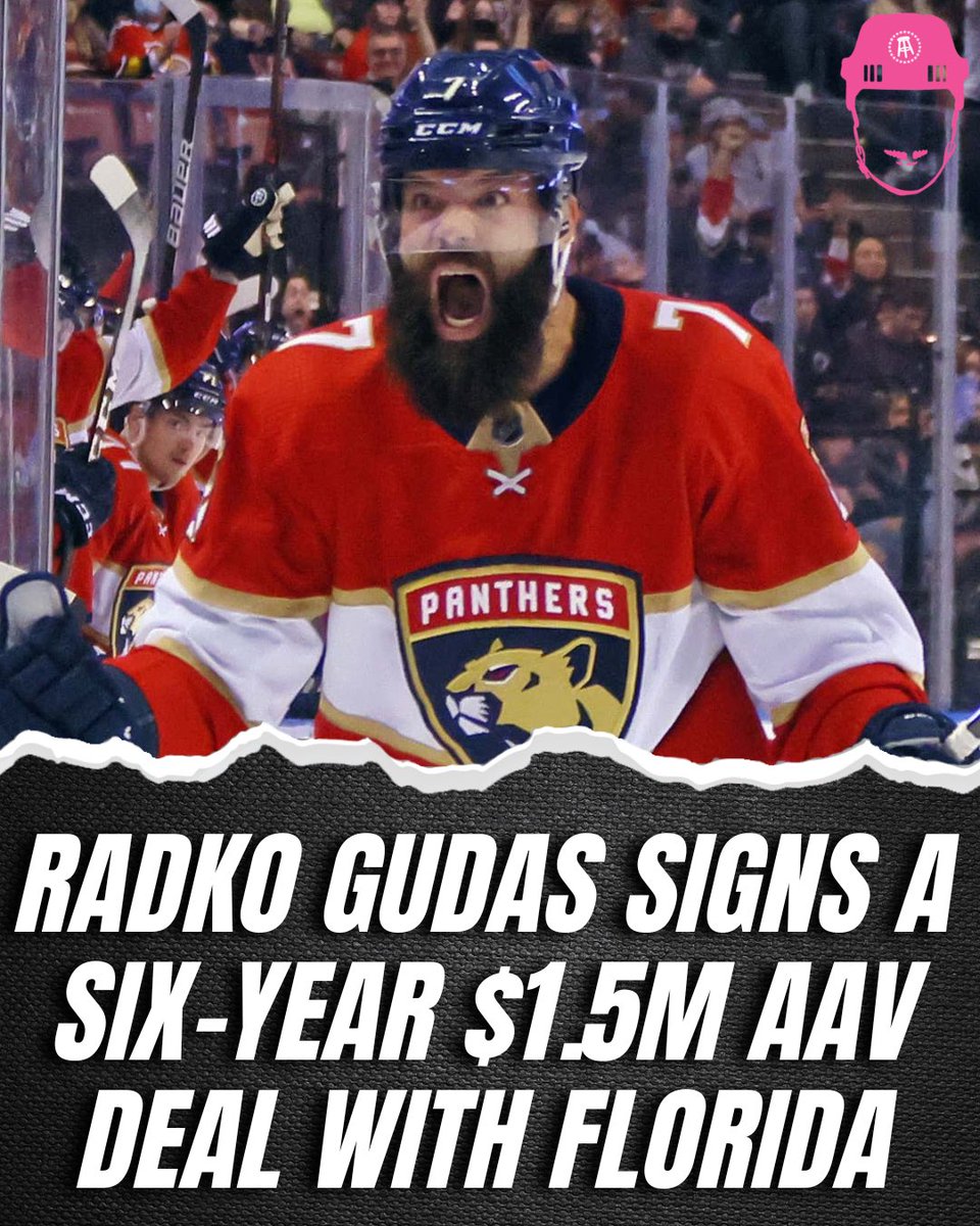 spittinchiclets's tweet photo. Radko Gudas is officially back with the Panthers on a 6-year deal. 

He’ll be 42 years old when the contract comes to an end. https://t.co/t9l28oyvte