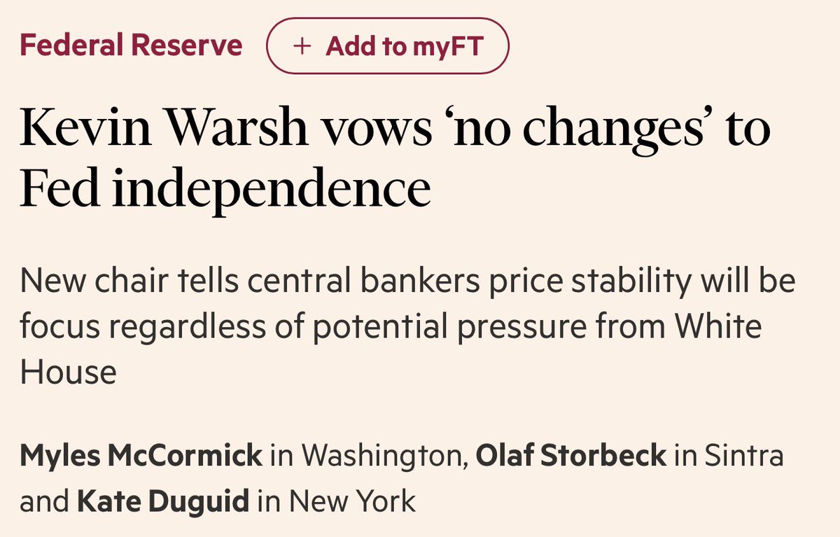 PhumlaniMMajozi's tweet photo. Basically, it means he’ll clash with Trump soon. It’s going to happen; it’s just a matter of when.
But I trust Warsh; he’s a solid guy. #economy #politics #markets #USFed https://t.co/nCLaYcbCmn
