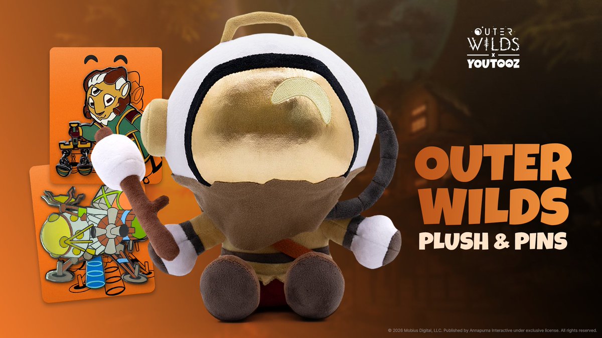 youtooz's tweet photo. roast a marshmallow at the campfire, or roast yourself at the sun station 🔥

all new @Mobius_Games outer wilds plush &amp; pin collection releases on july 3rd at 3pm est 🚀 https://t.co/Lkgfx50aks