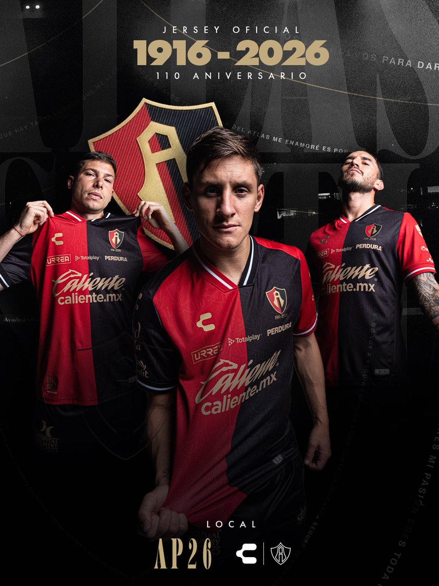 AtlasFC's tweet photo. Porque Atlas FC no es solo un equipo, es un sentimiento que va mucho más allá 🔴⚫️

Ya está disponible nuestro nuevo jersey para la temporada 26- 27 de @charlyfutbol. 

Adquiere el tuyo en tiendas físicas @atlasfcshop La Gran Plaza y Plaza Patria 🛍 https://t.co/meBbY5kZh4