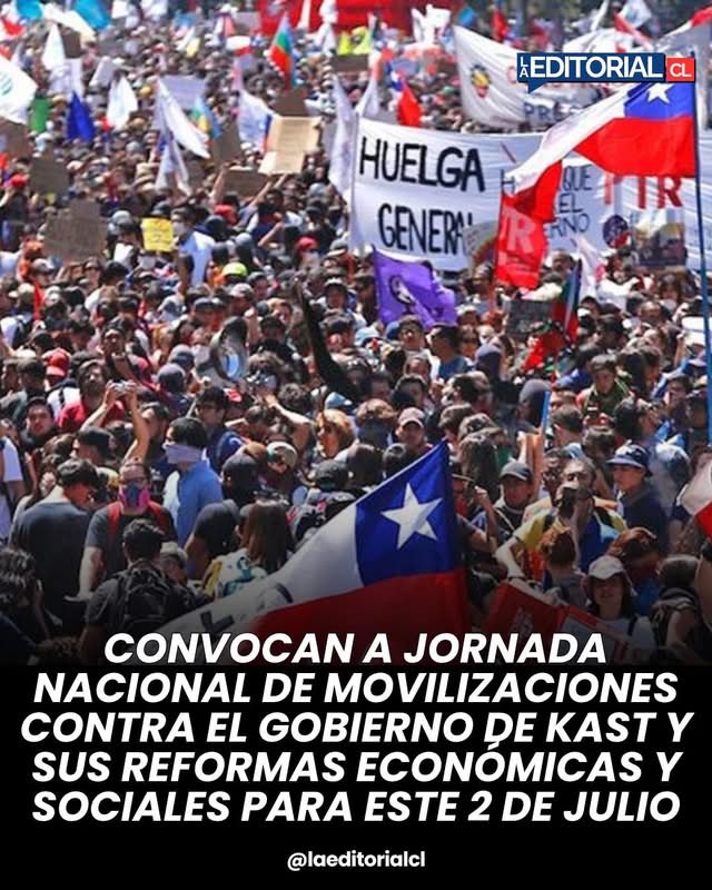 p4purrip0p's tweet photo. Organizaciones sociales convocaron para este 2 de julio jornada nacional de movilización en rechazo al gobierno de Kast y reformas impulsadas por el Ejecutivo, las que favorecen intereses empresariales, debilitan derechos sociales y profundizan el costo de vida para la población https://t.co/pJzsoqWEIL