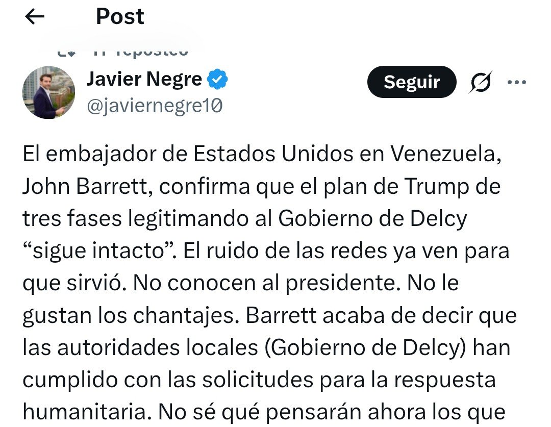 SonPolemicas's tweet photo. Tremendo despecho tienen los Maricorinos con este post...Según el periodista Negre, Trump se les volteó y sigue humillando a María Corina 😂😂 https://t.co/W1RtLhL2fk
