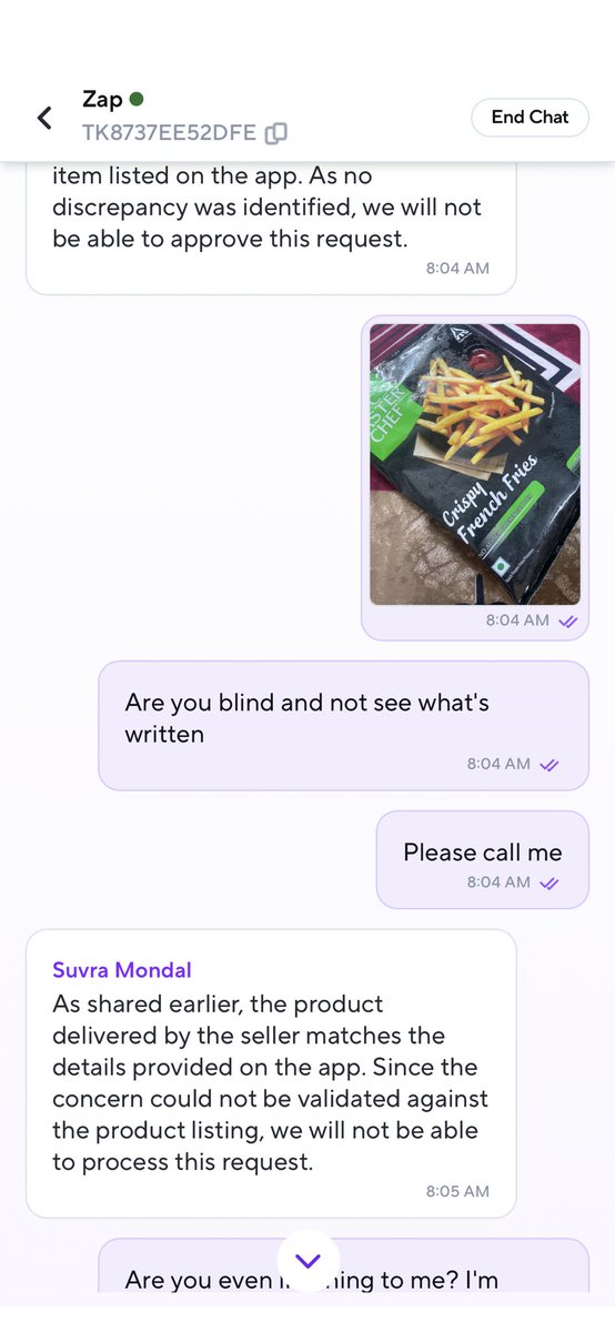 ImVanshika's tweet photo. @zeptocares Order Id - SJUGJNOSB72770 , Received 2 wrong products , the support team was soo helpful that now I do not wish to keep the entire order , Please initiate the return for the full order. Have consumed 3 items so apart from that please initiate the return. https://t.co/nscywqDSKZ