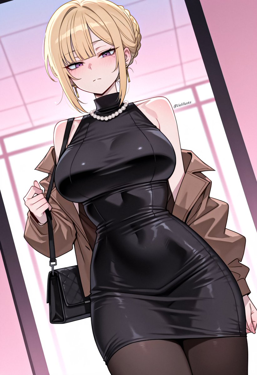 Velillusts's tweet photo. 「黒のドレスで決めたわ…今夜の主役は私よ♡」 https://t.co/uGxiH6FoOP