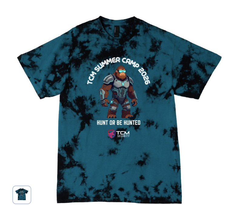 TCMSecurity's tweet photo. Get your hands on exclusive hacker summer camp tie-dye T-shirts from the TCM Security over at our revamped swag store!

This is a limited time offer, so if you want a cyberpunk bigfoot in your closet, act soon: https://t.co/2YUaVYz5jo https://t.co/purcAlcyuX