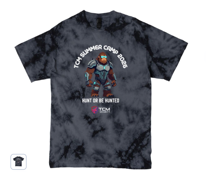 TCMSecurity's tweet photo. Get your hands on exclusive hacker summer camp tie-dye T-shirts from the TCM Security over at our revamped swag store!

This is a limited time offer, so if you want a cyberpunk bigfoot in your closet, act soon: https://t.co/2YUaVYz5jo https://t.co/purcAlcyuX