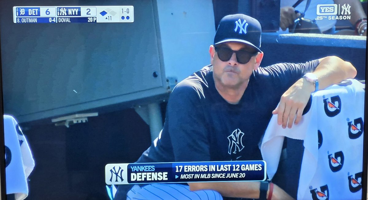 bryantwar's tweet photo. @yikyquintana @joselnapoles  Los Yankees barridos hoy por Detroit. Se comen dos barridas seguidas ( 1 de 4 juegos contra Boston y está). Han cometido 17 errores en 12 juegos https://t.co/cTHdLOS4Nu