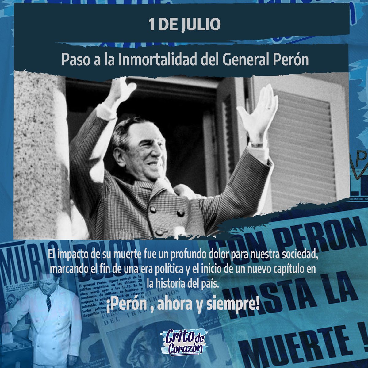 GritoPBAOK's tweet photo. 👉 A 52 años del paso a la inmortalidad de Juan Domingo Perón, recordarlo es preguntarnos qué Argentina queremos bajo la justicia social, la independencia económica y la soberanía política.

A 52 años de su paso a la inmortalidad, #PerónVive ✌️ https://t.co/4MOUodq0NP