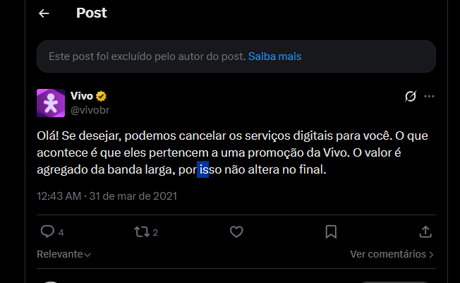 jonbento's tweet photo. @vivobr fala ai
@vivobr
tentei cancelar os serviços digitais hoje e dizem que não é possivel, ja fui no https://t.co/KrtexwZV5p, procon, e cheguei aqui pra lembrar que não adianta apagar ! :D https://t.co/LSSxBiWqfm