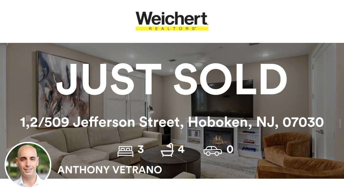 AnthonyJVetrano's tweet photo. 🛌 3 🛀 4
📍 1,2/509 Jefferson Street, Hoboken, NJ, 07030

My latest sale on RateMyAgent.
NJ 2076762
https://t.co/jCCTqkv9QX

...
#ratemyagent #realestate https://t.co/gZ29IESR4X