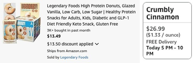 Pricerrors's tweet photo. PROTEIN DONUTS FOR $13.50 AT AMAZON

Amazon added a coupon to this 8-pack of Legendary Foods protein donuts

Other flavors are currently selling for around $27

Clip the coupon and use Subscribe &amp; Save

https://t.co/hWXlYu8o1I #ad https://t.co/QjOAHWjMl5