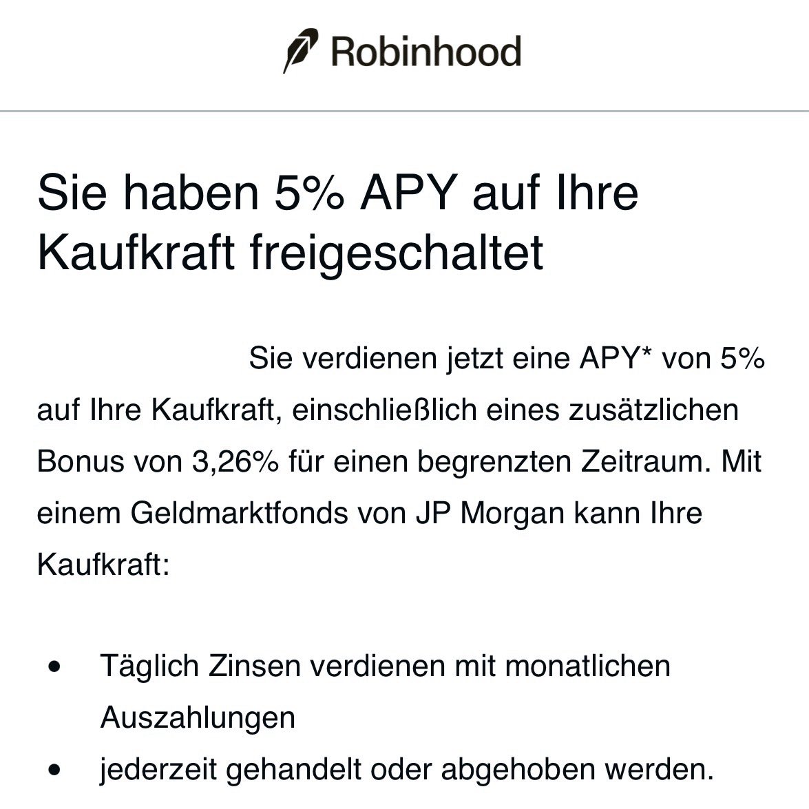 itsp4z's tweet photo. Das beste „Tagesgeldkonto“?

@RobinhoodApp_EU zahlt aktuell 5 % Zinsen auf Euro. 

Euer Geld wird in einem Geldmarktfonds angelegt (LU2599140782). Dieser erwirtschaftet einen Teil der Rendite. Den Rest steuert Robinhood bei. Ausschüttung monatlich.

Es handelt sich um Sondervermögen. Dieses ist bis 22.000 EUR abgesichert (Litauen) — zum Vergleich: In Deutschland wären es regulär nur 90 % bis max. 20.000 EUR. 

Die Eröffnung geht schnell — und wer 50 € einzahlt, bekommt noch 50 € in Crypto als Bonus (kann direkt verkauft werden).

👉 Anmeldung hier: https://t.co/6ls98FgoaN

$BTC $EIGEN base:0x696f9436b67233384889472cd7cd58a6fb5df4f1 ethereum:0x45804880de22913dafe09f4980848ece6ecbaf78 hyperliquid:native