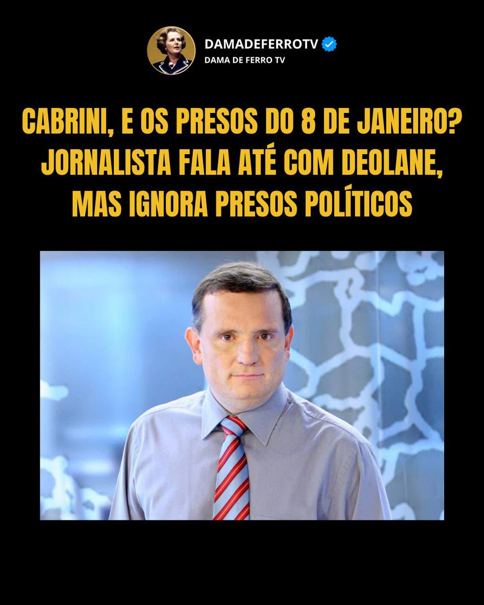 DamaDeFerroTV's tweet photo. Não existe prisão midiática no Brasil que não tenha o excelente jornalista Cabrini na cola.

Prendeu o Mc Latrocínio?
Lá está o Cabrini para uma entrevista exclusiva.

Enjaulou Dona Tigrinho do público QI 83?
Sim, o bom jornalista Cabrini conseguirá entrevistá-la no cárcere.

O filho do matador do Tim Lopes, o Mc Lava Dinheiro, o Mc Tiro de Meta na Cabeça da Esposa?
Lá estará o excelente Cabrini com uma exclusiva.

E quanto aos presos políticos do 8 de janeiro? 
Filipe Martins, General Heleno e tantos outros?
É um prato cheio para um repórter investigativo.
Aguardamos o Cabrini entrevista-los.