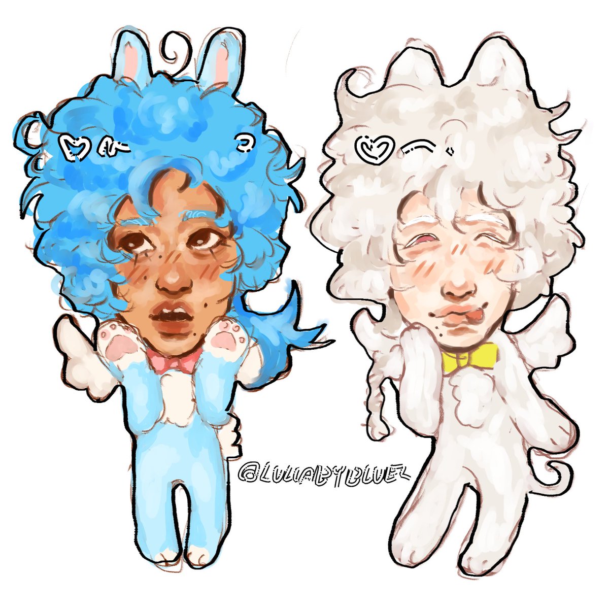 lullabybluez's tweet photo. letme introduce u to . chibis w scary realistic heads #dmmd https://t.co/pgAqpKX1Ja