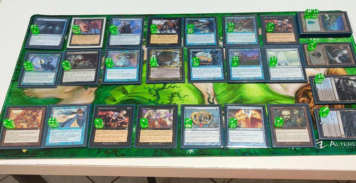 Denker1989's tweet photo. 3rd PreModern League Round 3:
2:1:1 with UB Tog inspired by @tripleA______ 
I suppose I’ve actually made it worse

🟩🟩 Bye
🟥🟩 WurmRack
🟥🟩🟥 Survival Madness
🟩🟩 GW Madness

I’ll give it some more thought tomorrow...

#premodernmtg https://t.co/mNdrPtIkzH