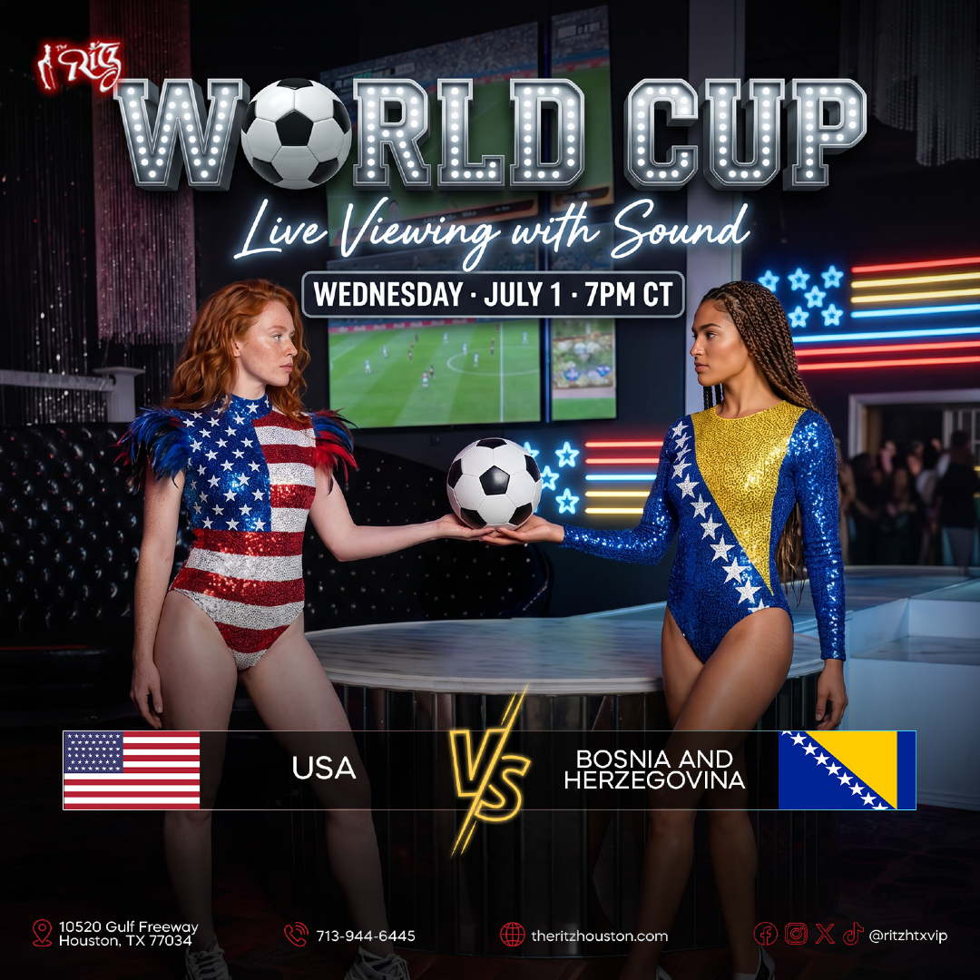 ritzhtxvip's tweet photo. TODAY 🔥 Steve's Birthday Bash 4pm 🎂🎸 + USA vs Bosnia 7pm CT 🇺🇸⚽🔊 Then Saturday: July 4th 🎆🇺🇸 Steak from $19.95 🥩 Couples Night FREE cover 💑 Week is LOADED 👑
#TheRitzHouston #HappyBirthdaySteve #WorldCup2026 #4thOfJuly https://t.co/RW002EW13M
