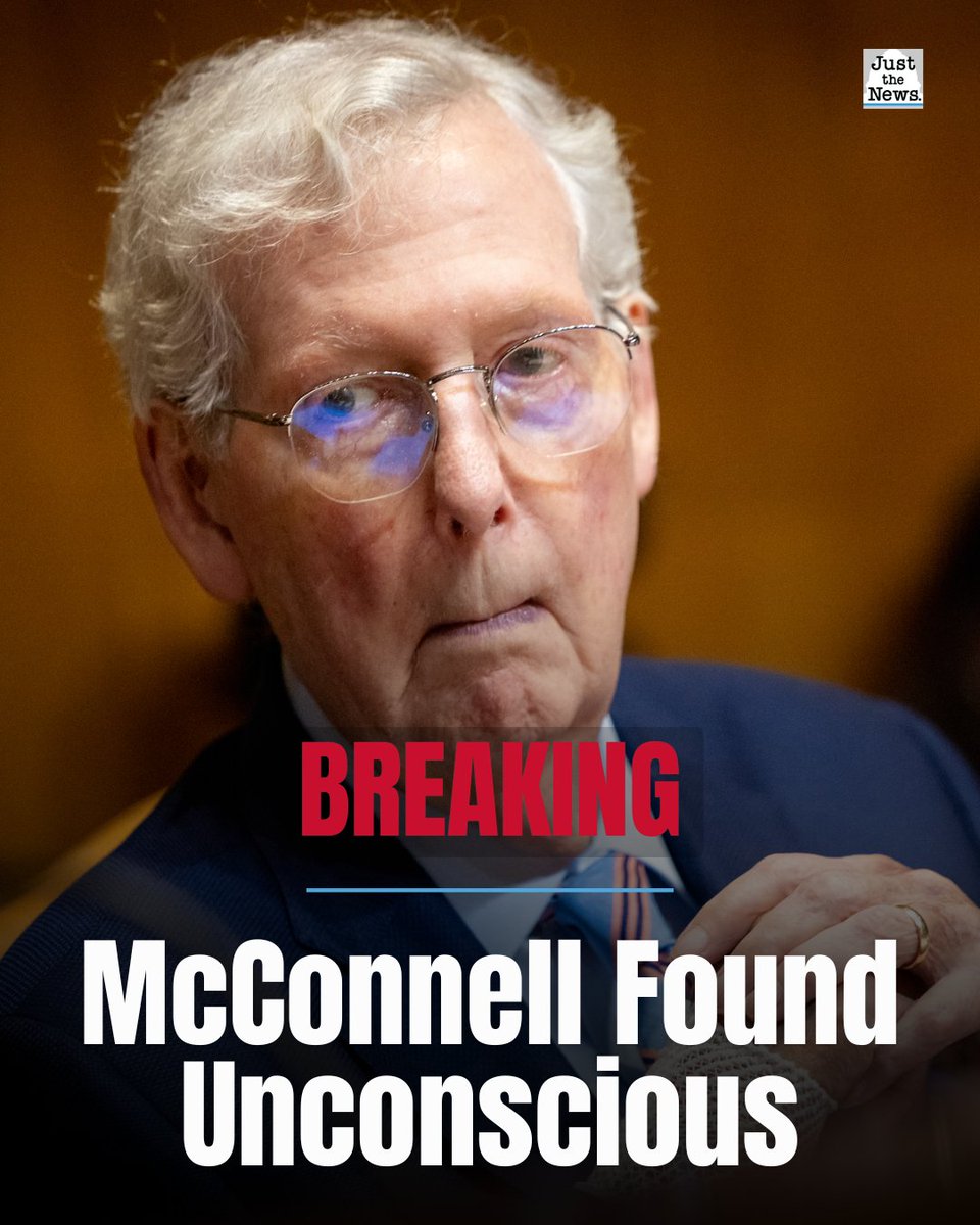 JustTheNews's tweet photo. On June 14th, Senator Mitch McConnell was rushed to the hospital after being found unconscious in his DC home. https://t.co/DEKvpp2klL