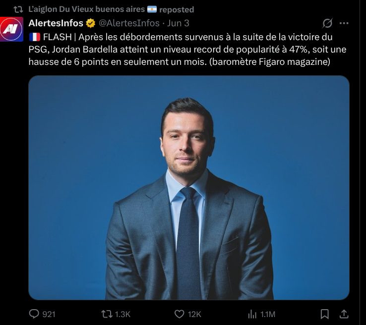 Maxzzz_33's tweet photo. @FootActu_2 Il repost ceci, est ce que ça pourrait dire que ce tweetos supporte Bardella ? (donc le RN qui est r*ciste, antisém*te, sex*ste, etc...). En tout cas, si ce ne serait pas le cas il aurait protesté non ? https://t.co/I1yf2fcCRu