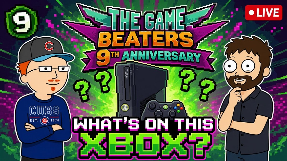 TheGameBeaters's tweet photo. The Game Beaters turn 9 tonight.
Boots and Bee celebrate by turning on a mysterious modded Xbox 360 and seeing what’s on it.
Could be classics. Could be cursed. Will be fun!
7 PM Central.
https://t.co/2aVu8zqbak
#GameBeaters #Xbox360 #RetroGaming https://t.co/5nC7w1hyLe