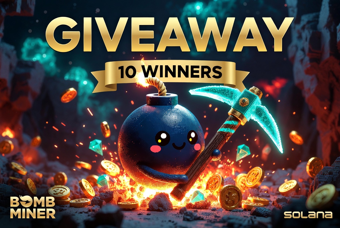 BombMinerSOL's tweet photo. 💣 $BOMB LAUNCH GIVEAWAY 💣

🏆 PRIZES (10 Winners)

🥇 1× Cosmic Pickaxe (2 SOL) + 100K $BOMB 
🥈 2× Mythic Pickaxe (1 SOL) + 50K $BOMB 
🥉 3× Legendary Pickaxe (0.5 SOL) + 25K $BOMB
🎖️ 4× Platinum Pickaxe (0.2 SOL) + 15K $BOMB 

Must play (connect + enter the mine) to claim gear prizes 

To enter:
✅ Follow @BombMinerSOL
🔁 Like + Repost
🏷️ Tag 3 Friends
⛏️ Play Free → https://t.co/GE85sgusbH

Winners in 5 days
#Solana #PlayToEarn $BOMB #Giveaway