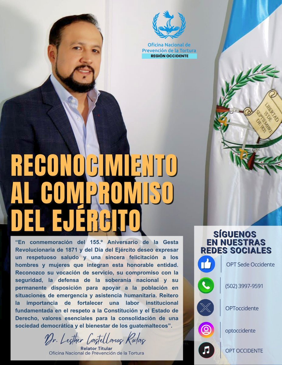 OPToccidente's tweet photo. 📖 Conozca las principales acciones desarrolladas por la Región Occidente de la Oficina Nacional de Prevención de la Tortura durante junio. En esta edición destacamos la visita de trabajo del Dr. @castellanosles, a l Quiché y Huehuetenango.
https://t.co/v3AQ0p9D59 https://t.co/huzAbWOjKJ