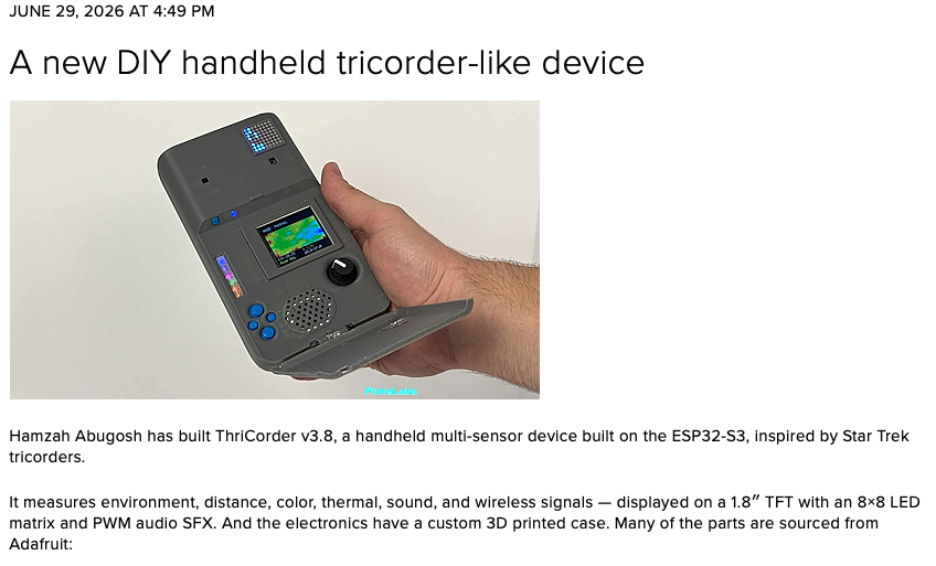 hamzahabugosh's tweet photo. Grateful to @adafruit for the shoutout! Their modules made this project a lot simpler than I expected. #startrek #tng #tricorder
 https://t.co/EuYm6YIArM https://t.co/OcETLo15Z6