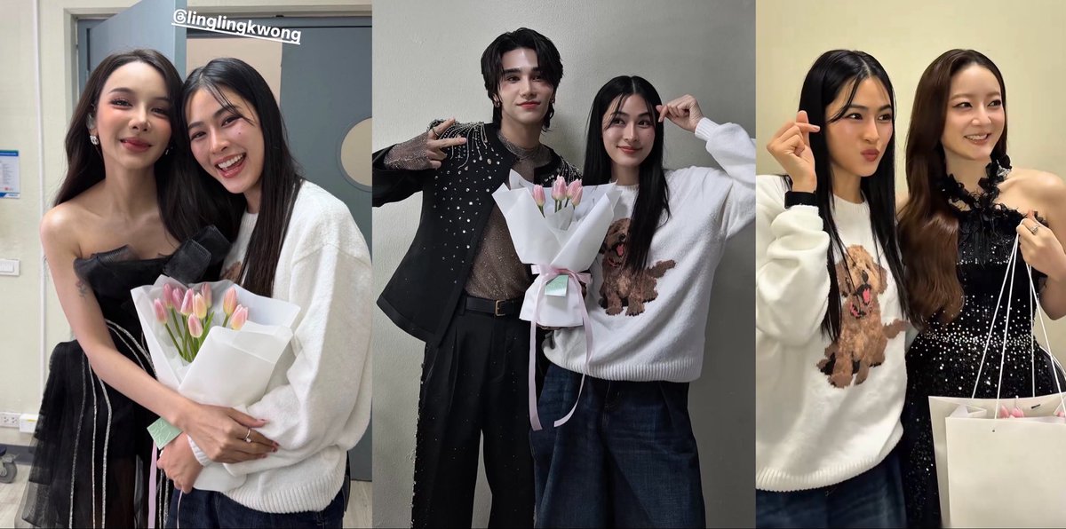 KMayaKwangbae's tweet photo. เอ็นดู คุณหลิงรับบทแฟนคลับ 
พี่มาดูดารา แฮปปี้หลิงมาก แล้วซื้อ🌷มาแสดงความยินดีด้วย น่ารักมากคุณหลิง https://t.co/yZZIyXWaI1