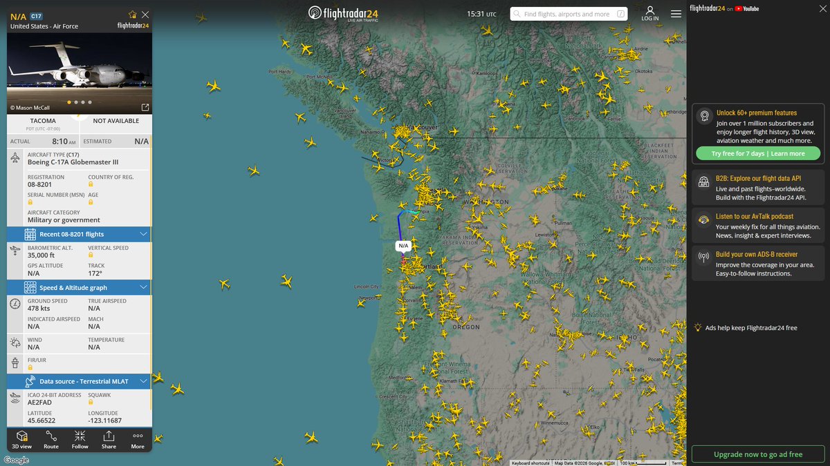 AIYeyENGDdJkjTr's tweet photo. July 2, 2026
#Fort Lewis, Washington ==> #Fairfield Travis Air Force Base
#RCH147 #AE2FAD USAF C-17A Globemaster III https://t.co/RyO6okV960