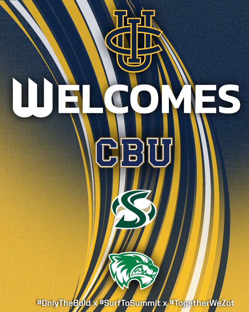 UCIAthletics's tweet photo. π©ππππ
πππ π»ππ π©ππ πΎπππ π οΈ
UC Irvine Athletics welcomes California Baptist, Sacramento State, and Utah Valley to The Big West ahead of the 2026-27 season!
#TogetherWeZot | #SurfToSummit https://t.co/OxXiXDPcdS