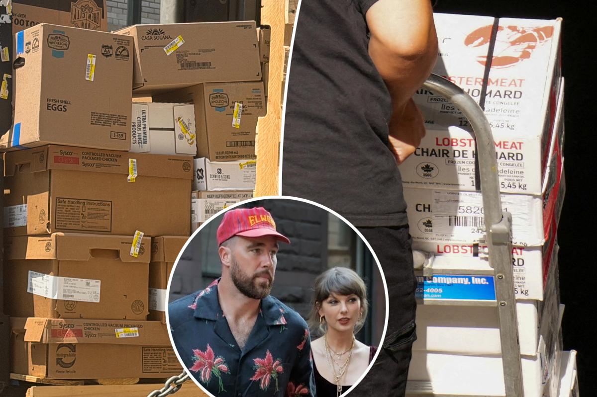 PageSix's tweet photo. Taylor Swift and Travis Kelce’s wedding menu uncovered as lobster, chicken, French fries and more are delivered to MSG https://t.co/9rYCK0fqS7 https://t.co/NQ3b9JbFd3