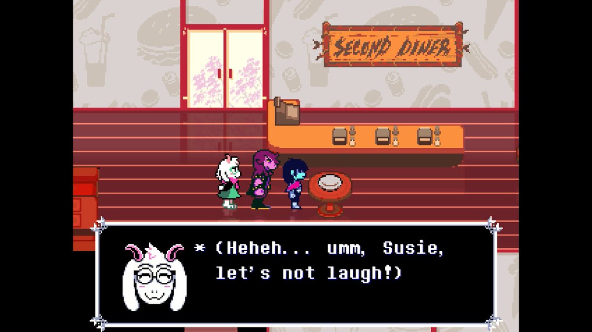 crazy_mimic's tweet photo. Deltarune spoilers (kinda) but what's up with Susie and Ralsei joking about Kris mistaking things for something they're not? This is the second time it happens 😭 (as far as I'm aware) https://t.co/sA50BpPMXK