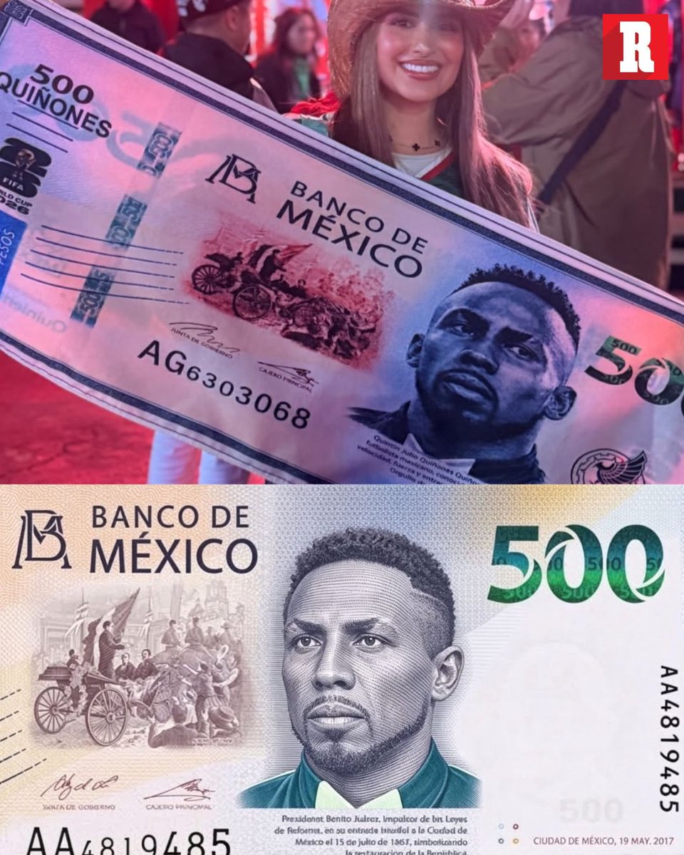 record_mexico's tweet photo. ¿LES GUSTA? 😎🔥

Ojito al billete de 500 con el rostro de Don Julián Quiñones. ¡HÁGANLO REALIDAD! 

Hasta su esposa lo presume. 🤩 https://t.co/g81DuSrGjS