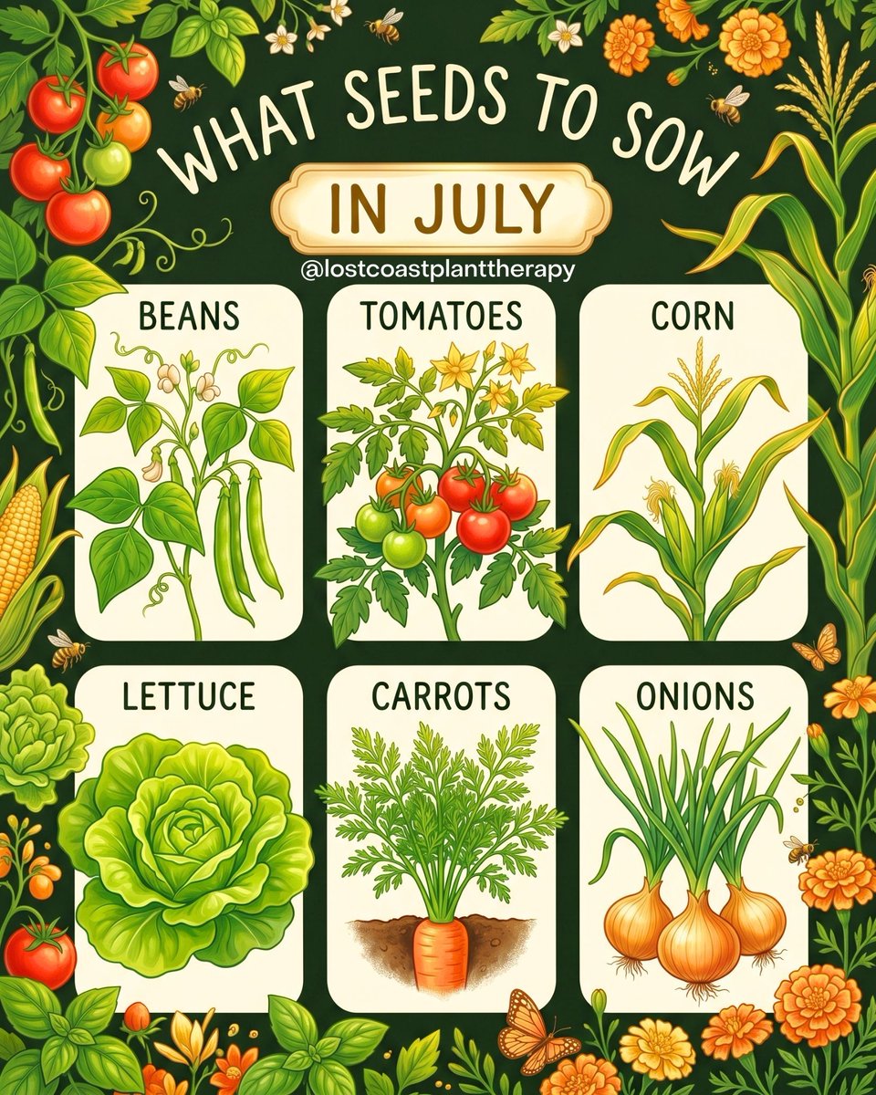 lcpt_inc's tweet photo. July is when the garden feels truly alive. 🌿☀️

Long days, warm soil, and steady sunshine make this a wonderful time to keep planting. Beans climb higher, tomatoes thrive in the heat, corn stretches toward the sky, and cool-season favorites like lettuce, carrots, and onions can still find a place in the garden with a little planning.

This month's planting guide highlights six crops that are well-suited for July sowing, especially in mild California climates, helping you enjoy summer harvests while laying the foundation for the months ahead. 🌱