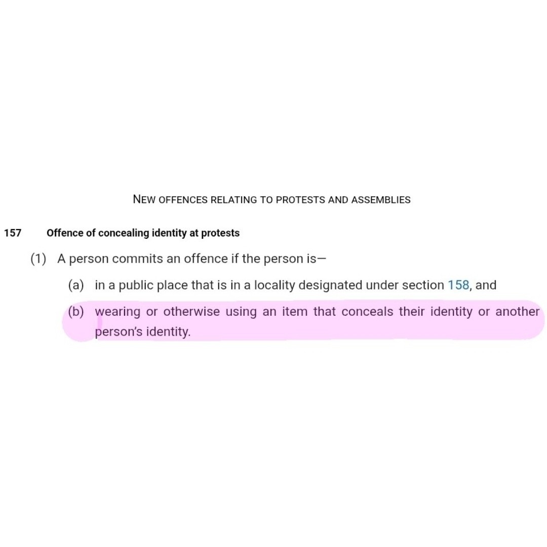 cv_cev's tweet photo. What has changed:

Before, wearing a mask wasn't an offence. You only broke the law if an officer told you to remove it and you refused.

Now the *wearing itself* is the offence. 
Masking is the crime.

3/ https://t.co/XmsiONVtwB