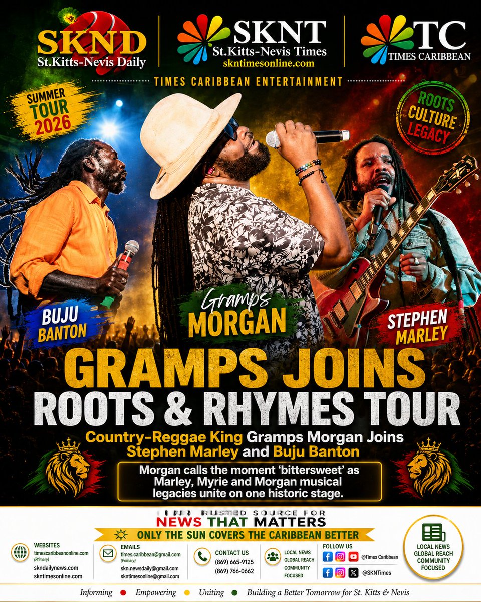 TimesCaribbean's tweet photo. Country-Reggae King Gramps Morgan Joins Stephen Marley and Buju Banton for Major Roots and Rhymes Summer Tour – Times Caribbean Online https://t.co/apb6UnNLy1 https://t.co/PkxD3377fu
