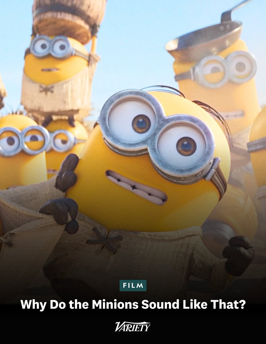 Variety's tweet photo. Why do the Minions sound like that?

• The Minions are voiced by “Despicable Me” director Pierre Coffin, but pitched up by six semitones and recorded in slow motion

• “I didn’t really know what to say, so I just said gibberish, but with a couple of words popping up here and there,” Coffin tells Variety, “I think I said ‘pancake’ and ‘panna cotta’ … p words sounded funny”

• Minionese — as the language subsequently came to be called — has been developing since, with Coffin adding elements from Japanese, Filipino, Korean, Hindi, German and Indonesian with each new outing

• After seven films and several shorts, there are now, Coffin estimates, “about a dozen” languages represented

https://t.co/gsx2stPBQp