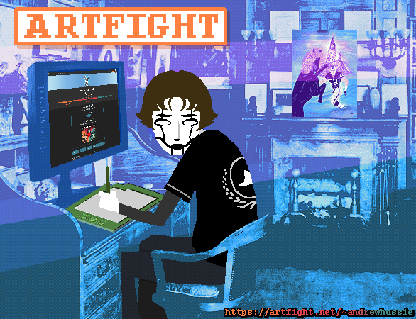 HSOcommunity's tweet photo. The countdown has nearly reached its end.. ART FIGHT begins in 1 hour.

There remains only one matter of business before hostilities commence. This year, a new combatant enters the fray..

Please welcome Andrew Hussie to Art Fight 2026.

See you on the battlefield. https://t.co/fHqcvcglm4