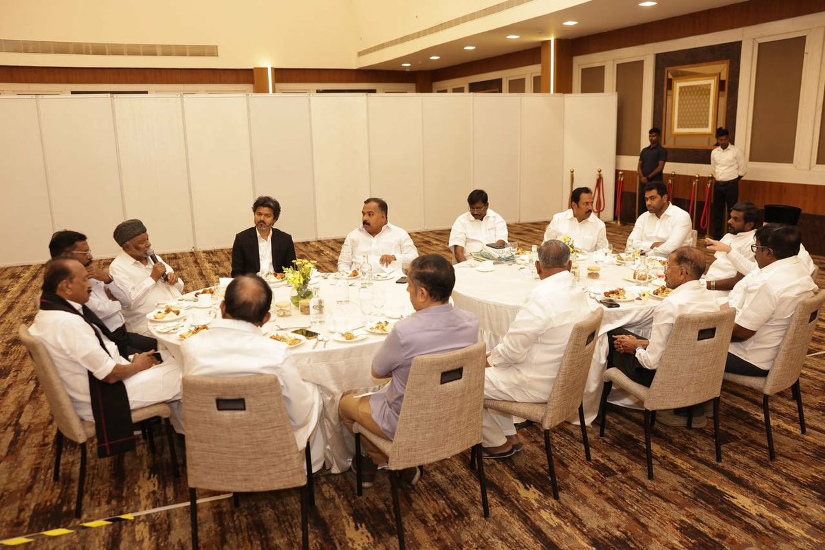 TVKpulse's tweet photo. Some leaders make promises before elections. Great leaders fulfill those promises after coming to power.

Once again, our leader, People's CM Vijay, has proved that he never makes promises just for applause. If he gives his word, he goes to every extent possible to fulfill it.

Many of us still remember his speech at the Ambedkar Book Launch, where he warned the DMK not to rely on alliance arithmetic, saying that their alliance calculations would eventually become zero.

Today, those words have become a reality.

The very parties that were once part of the DMK alliance have now extended their support to our leader, People's CM Vijay.

Everyone knows how alliance parties were treated during the DMK regime. They were needed only during elections to secure votes. Once the election was over, they were pushed aside. They were rarely given equal respect, meaningful power-sharing, or important ministerial responsibilities. Most key positions remained within the control of the DMK leadership and its close circle.

Today, it is heartening to see the smiling faces of alliance leaders standing alongside our People's CM Vijay.

The reason is simple—they are receiving the respect and recognition they deserve.

Even before the elections, at TVK's first State Conference, our leader openly promised that any party joining hands with TVK would receive equal respect and fair power-sharing. He didn't stop with words. Today, he has fulfilled that promise by allocating ministerial positions and parliamentary responsibilities to alliance partners.

That is the difference between making a promise and honoring it.

A heartfelt welcome and thank you to all the alliance parties that trusted our People's CM Vijay's leadership and joined hands with TVK:

• Congress
• IUML
• VCK
• MDMK
• CPI
• CPI(M)

Let us move forward together with one goal—to build a stronger Tamil Nadu and make every citizen of our State proud.