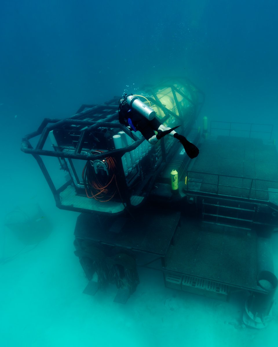 DeepEngineered's tweet photo. One for the archives. These are the first images taken of Vanguard, the first new underwater habitat of its kind built in 40 years, following deployment.

 #DEEP #OceanExploration #Vanguard https://t.co/t7gzhM2K5Y