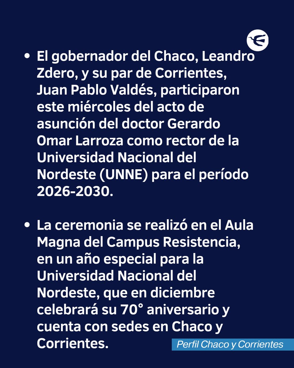 Perfilchaco's tweet photo. 🔴 LARROZA ASUMIÓ UN NUEVO MANDATO CON EL APOYO DE LOS GOBERNADORES DE CHACO Y CORRIENTES

- Omar Larroza inició su segundo mandato como rector de la @unneargentina . Leandro Zdero y Juan Pablo Valdés destacaron el rol de la universidad.

- Más info: https://t.co/qrT5jcwdQf https://t.co/Maod7BiL3a