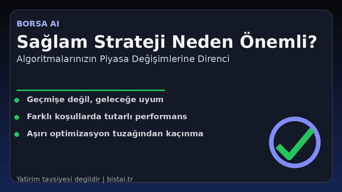 Bist_Ai_'s tweet photo. Stratejiniz backtest'te harikalar yaratıyor ama canlı piyasada aynı performansı gösteremiyor mu? Bu durum, modelinizin 'sağlam' olmayışından kaynaklanabilir. Piyasalar sürekli evrilirken, sadece geçmişe uyum sağlamak yetmez. https://t.co/HL395uvzoO
