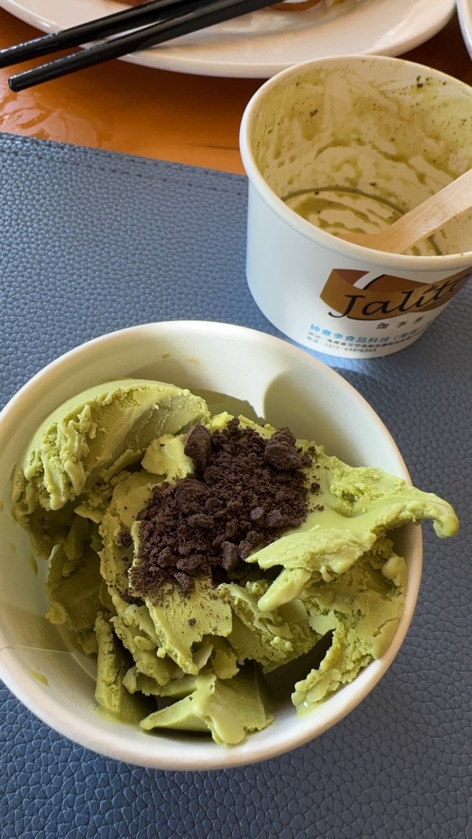 JackFramer's tweet photo. Just found out my campus lab mate spilled matcha latte on the only lab notebook with the full experiment data… then tried to "save" it by blowing on it like it’s a burnt toast https://t.co/PjjLuFkszt